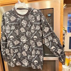 A-Holes Live Forever AOP Long Sleeve Grunge Shirt‎ Mens Size Large Skater Goth